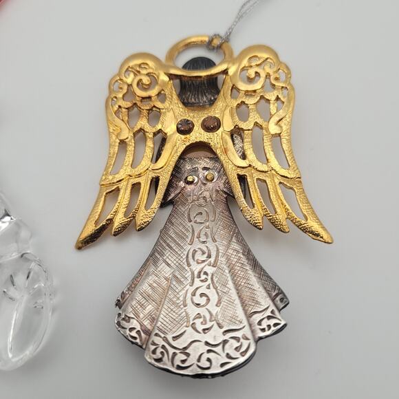 Set of 3 Christmas Ornaments Lunt USA Angels & Gorham Crystal Teddy Bear - Picture 7 of 9